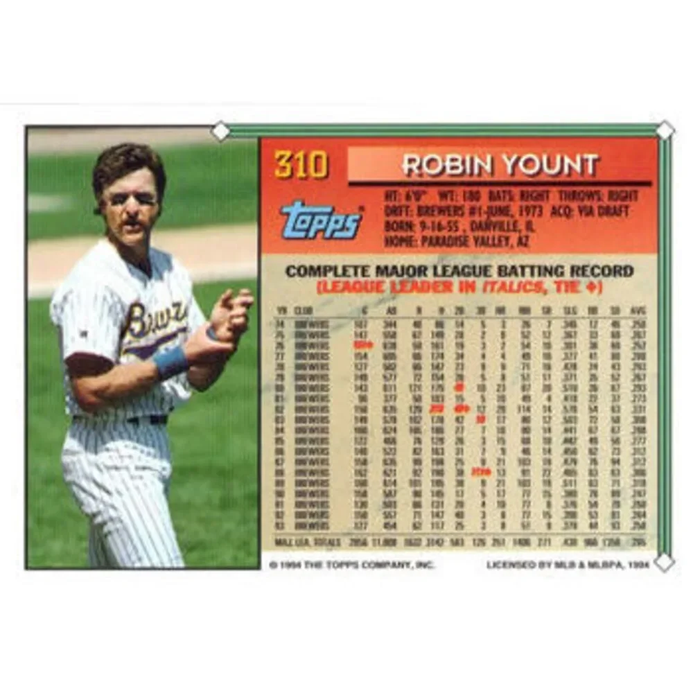 1994 Topps Robin Yount UER # 310 Milwaukee Brewers
